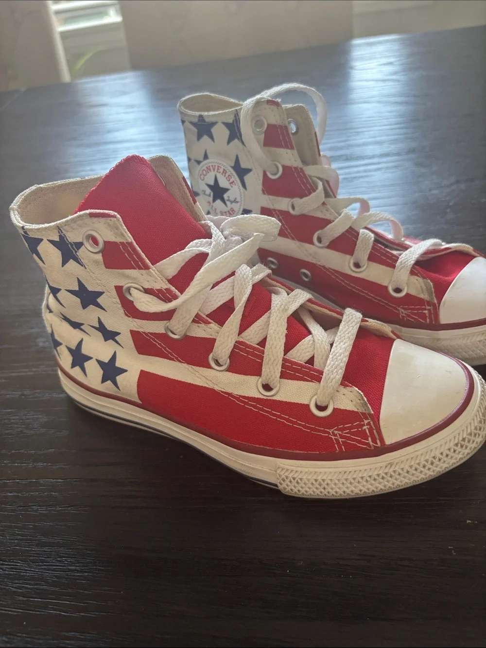 Converse Kids High-Top Sneakers in Red, White & Blue Flag Print